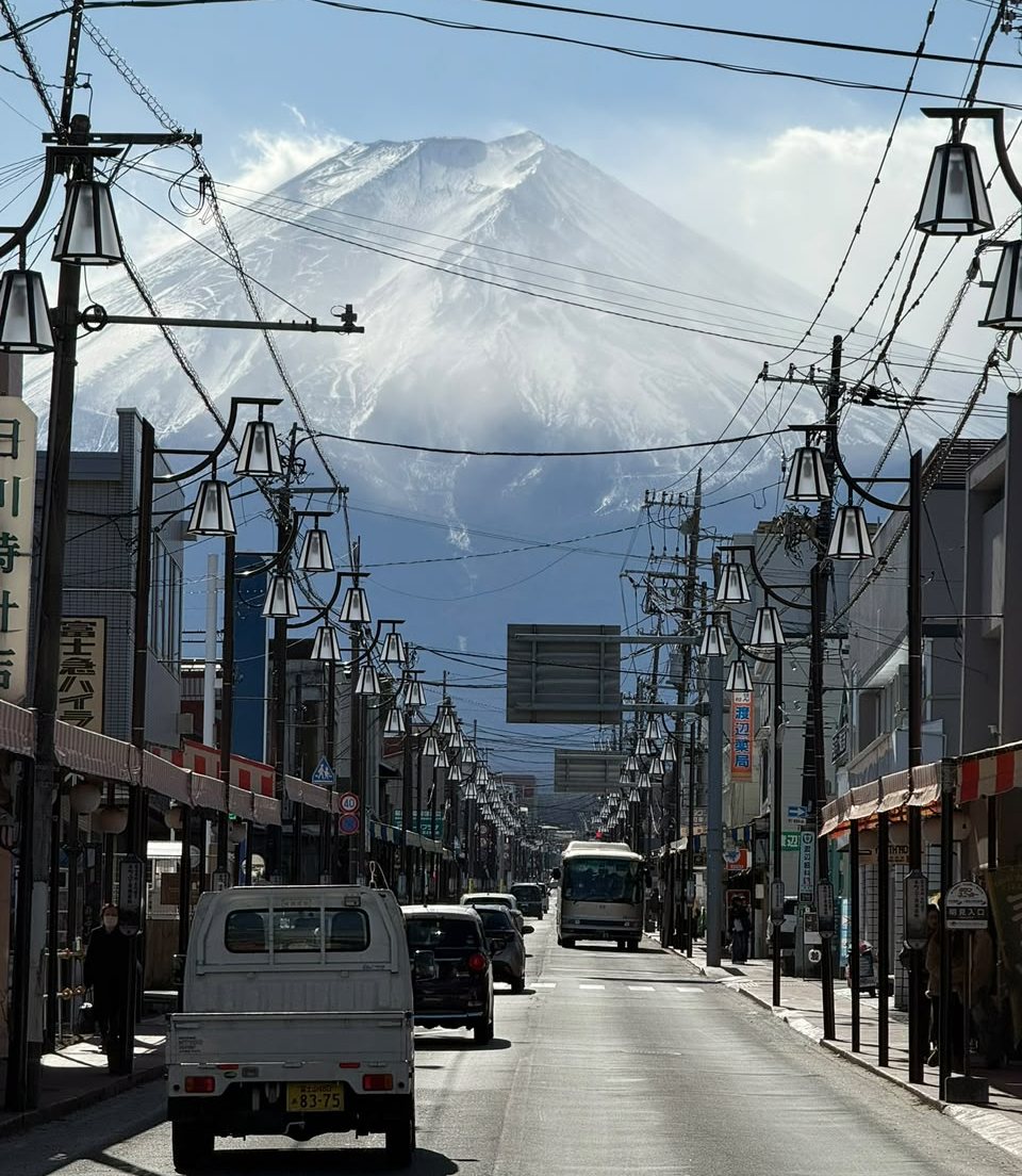 Street view of Mount Fuji in Fujiyoshida, Japan
